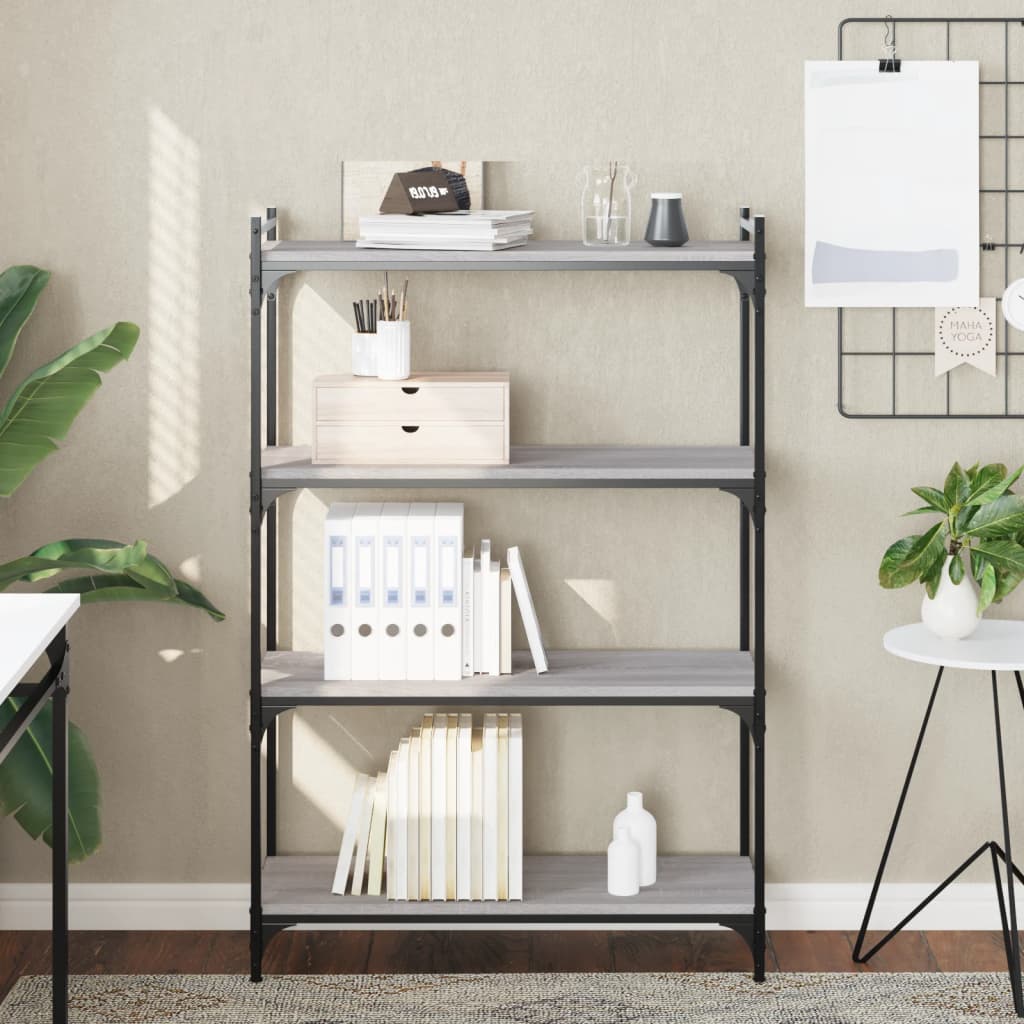 vidaXL Bookcase 4-Tier Grey Sonoma 80x30x120 cm Engineered Wood 1