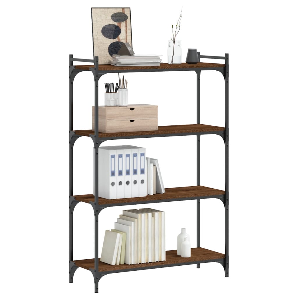 vidaXL Bookcase 4-Tier Brown Oak 80x30x120 cm Engineered Wood 3