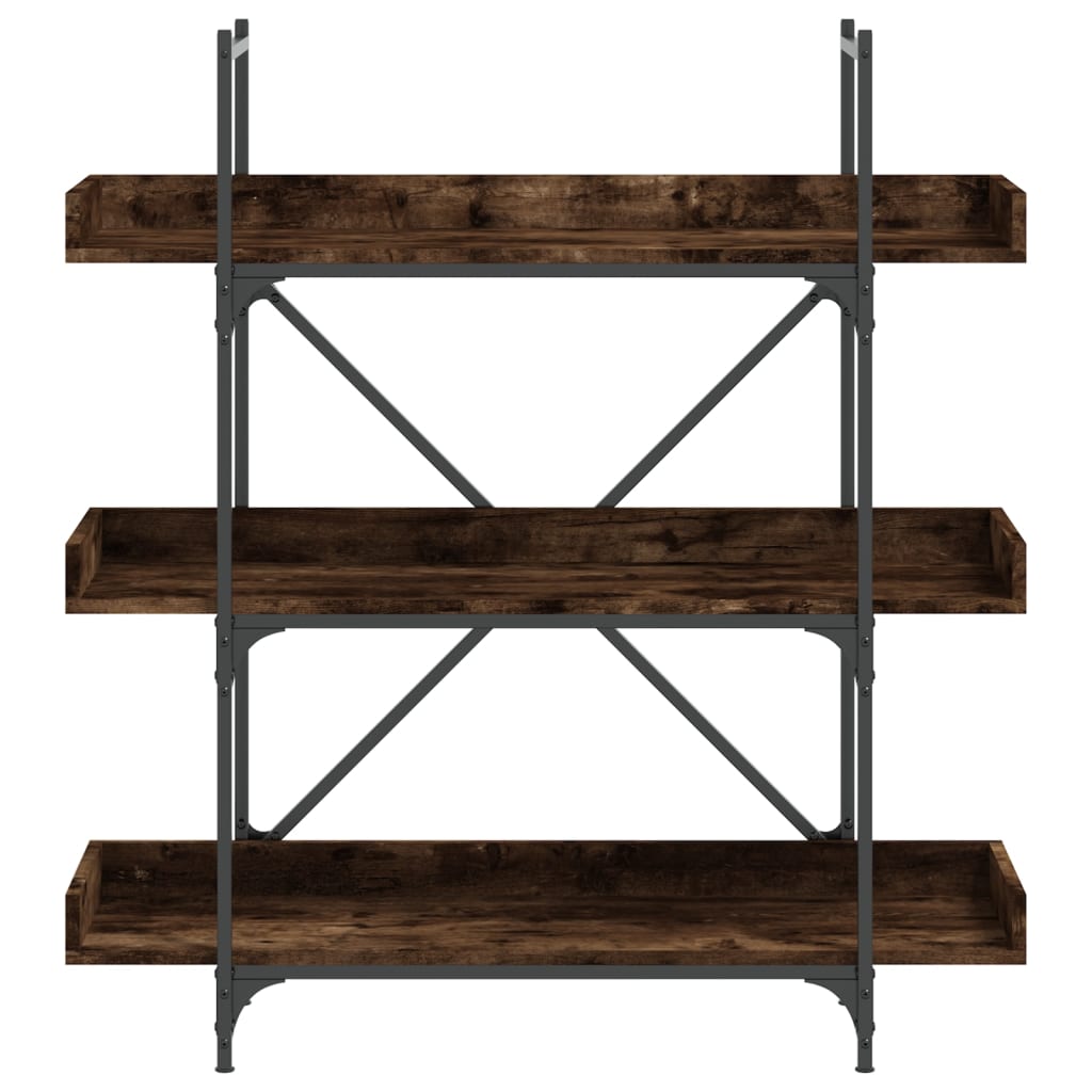 vidaXL Bookcase 3-Tier Smoked Oak 100x33x108.5 cm Engineered Wood 4