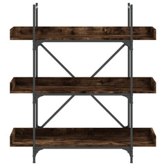 vidaXL Bookcase 3-Tier Smoked Oak 100x33x108.5 cm Engineered Wood 4