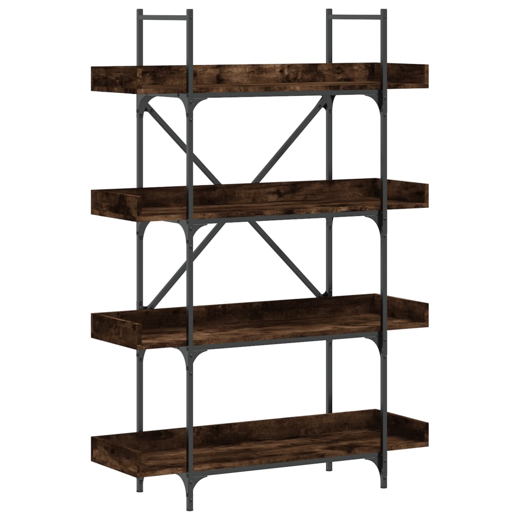 vidaXL Bookcase 4-Tier Smoked Oak 100x33x145.5 cm Engineered Wood 2
