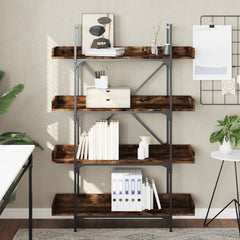 vidaXL Bookcase 4-Tier Smoked Oak 100x33x145.5 cm Engineered Wood 3
