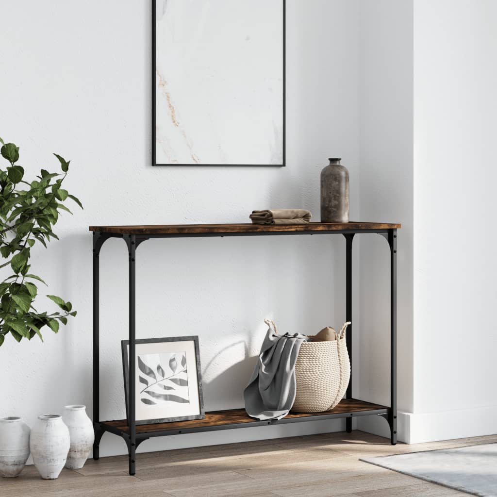 vidaXL Console Table Smoked Oak 101x30.5x75 cm Engineered Wood 1