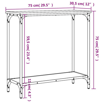 Console Table Grey Sonoma 75x30.5x75 cm Engineered Wood