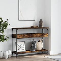 vidaXL Console Table with Shelf Smoked Oak 100x29x75cm Engineered Wood 3