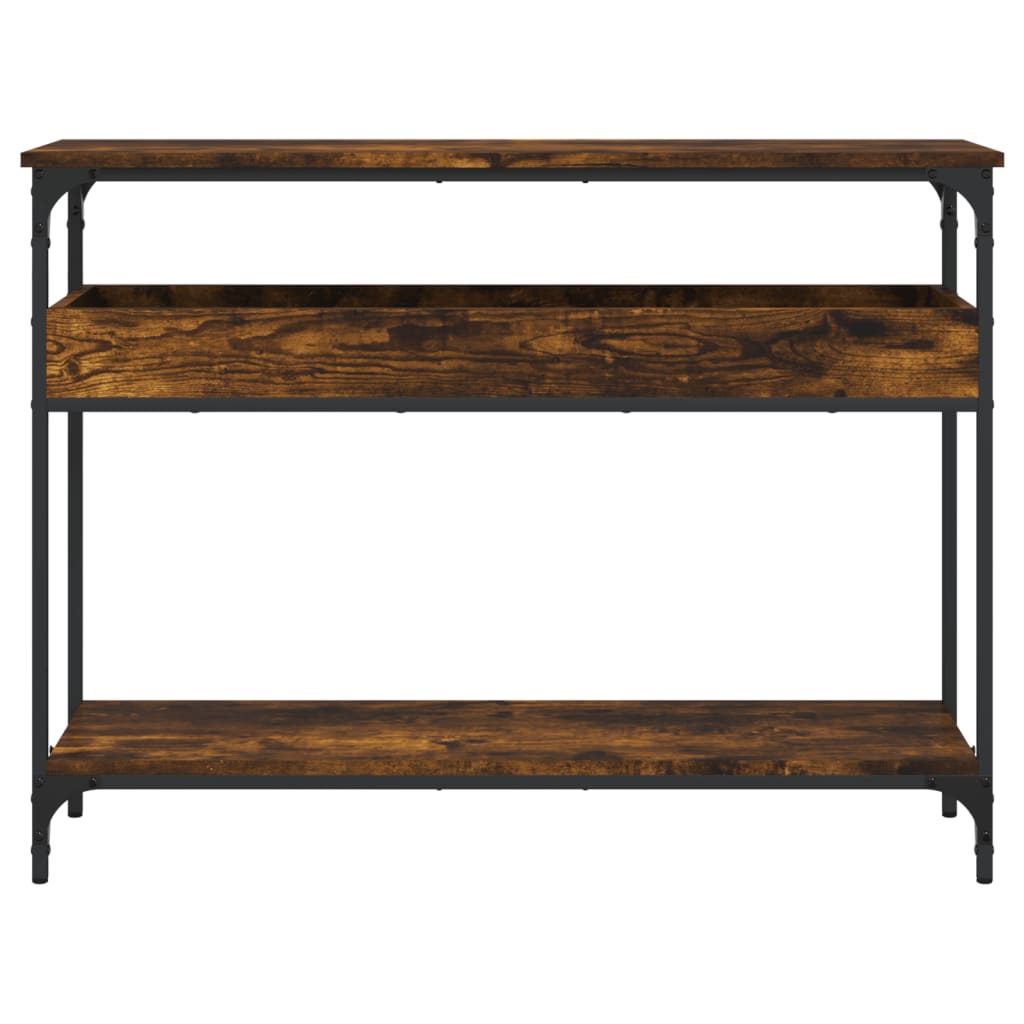 vidaXL Console Table with Shelf Smoked Oak 100x29x75cm Engineered Wood 4