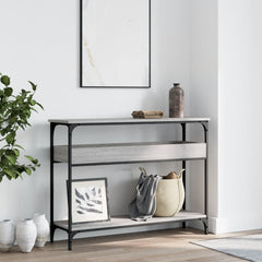 vidaXL Console Table with Shelf Grey Sonoma 100x29x75cm Engineered Wood 3