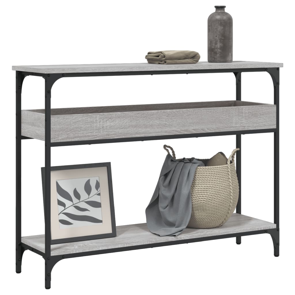 vidaXL Console Table with Shelf Grey Sonoma 100x29x75cm Engineered Wood 1