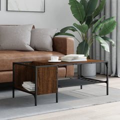 vidaXL Coffee Table with Rack Brown Oak 100x51x40 cm Engineered Wood 3