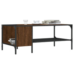 vidaXL Coffee Table with Rack Brown Oak 100x51x40 cm Engineered Wood 1