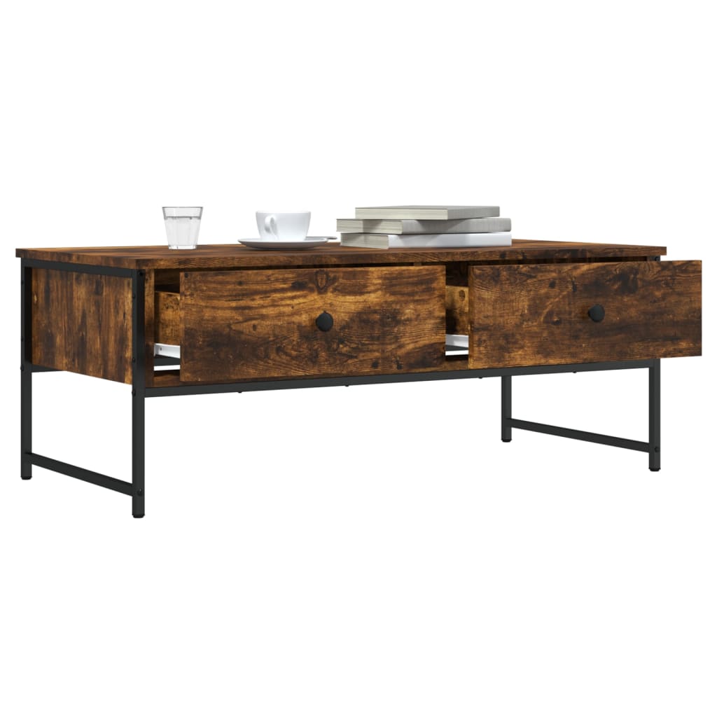 vidaXL Coffee Table Smoked Oak 101x49x39.5 cm Engineered Wood 4