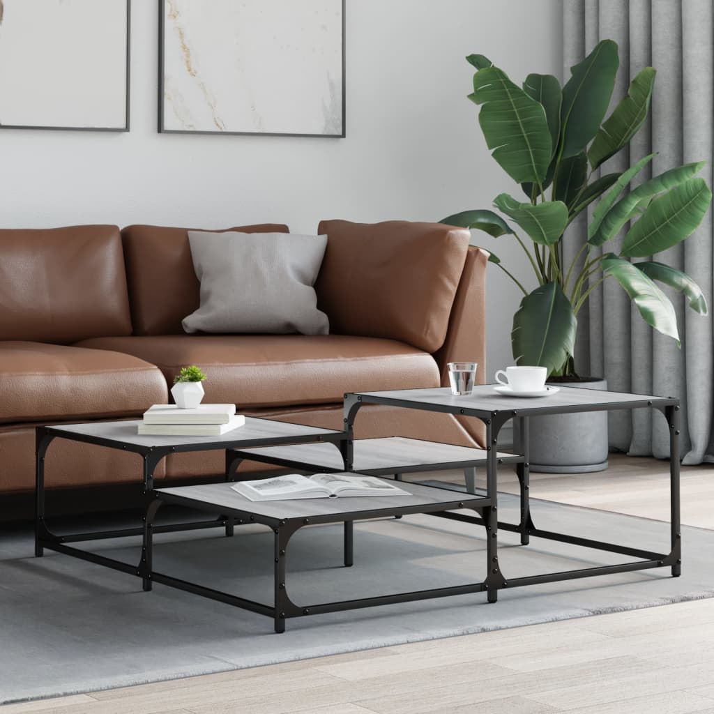 vidaXL Coffee Table Grey Sonoma 107x107x40 cm Engineered Wood 3