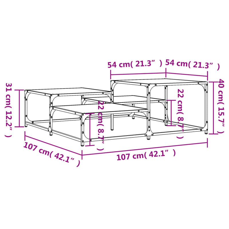 Coffee Table Brown Oak 107x107x40 cm Engineered Wood