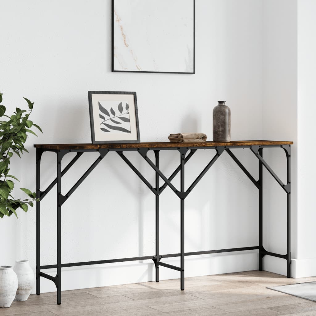 vidaXL Console Table Smoked Oak 140x29x75 cm Engineered Wood 3