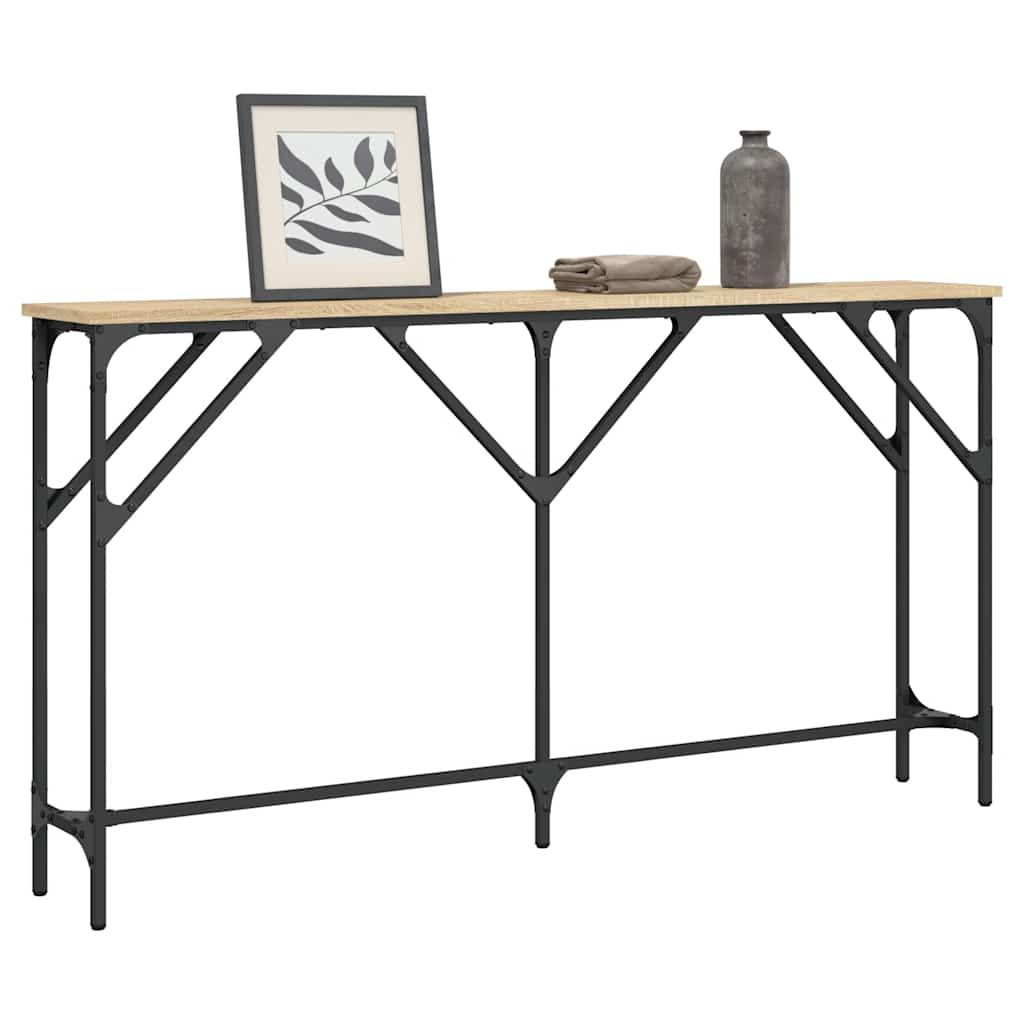 vidaXL Console Table Sonoma Oak 140x23x75 cm Engineered Wood 3