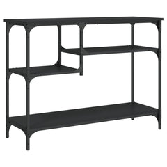 vidaXL Console Table with Shelves Black 100x35x75 cm 2