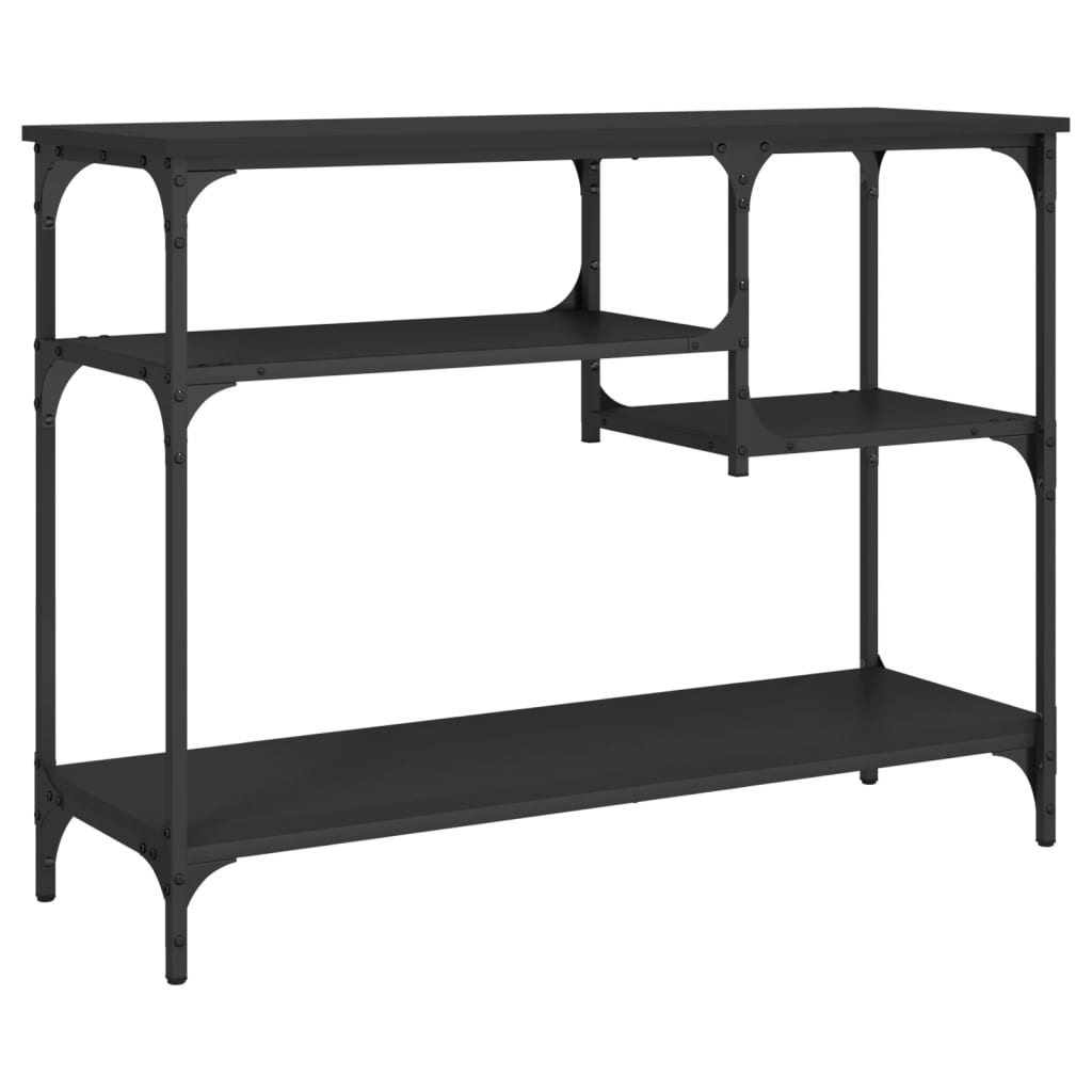 vidaXL Console Table with Shelves Black 100x35x75 cm 6