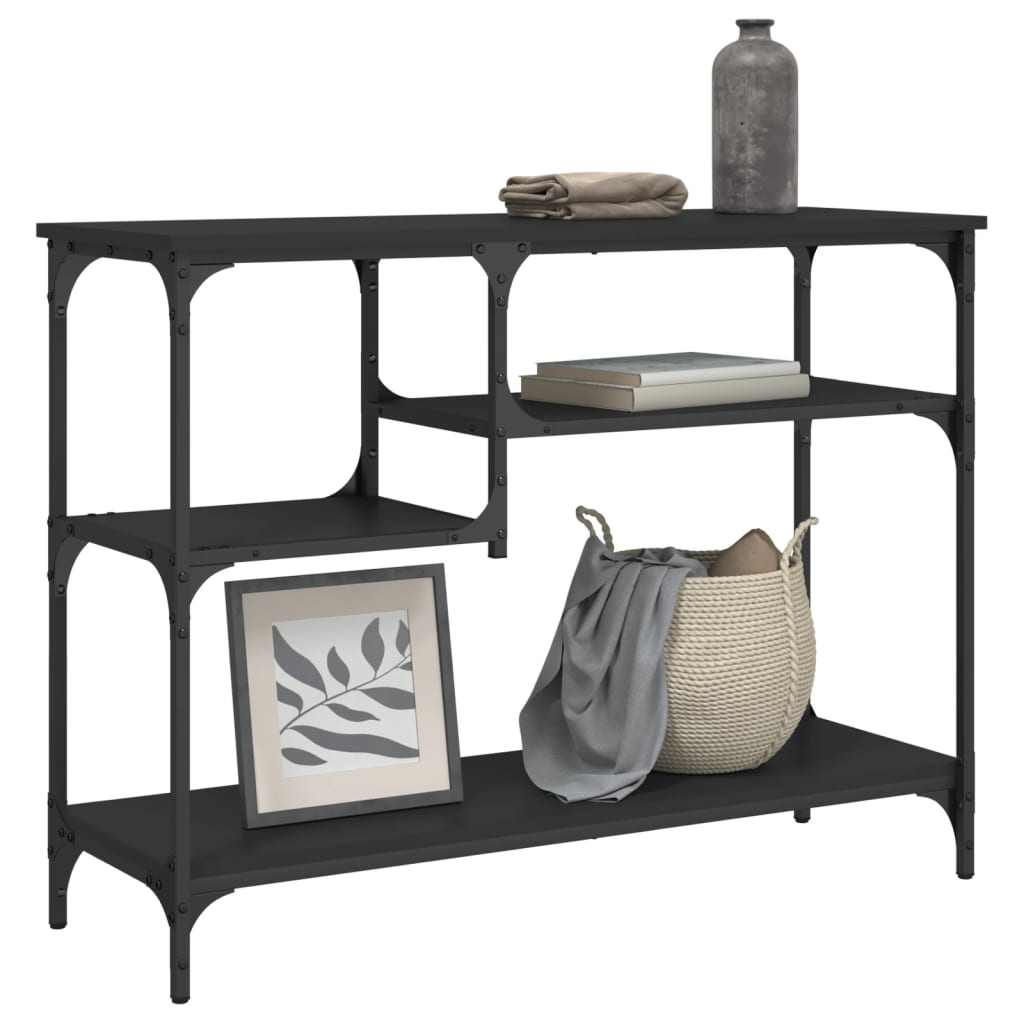 vidaXL Console Table with Shelves Black 100x35x75 cm 1