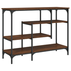 vidaXL Console Table with Shelves Brown Oak 100x35x75 cm 2