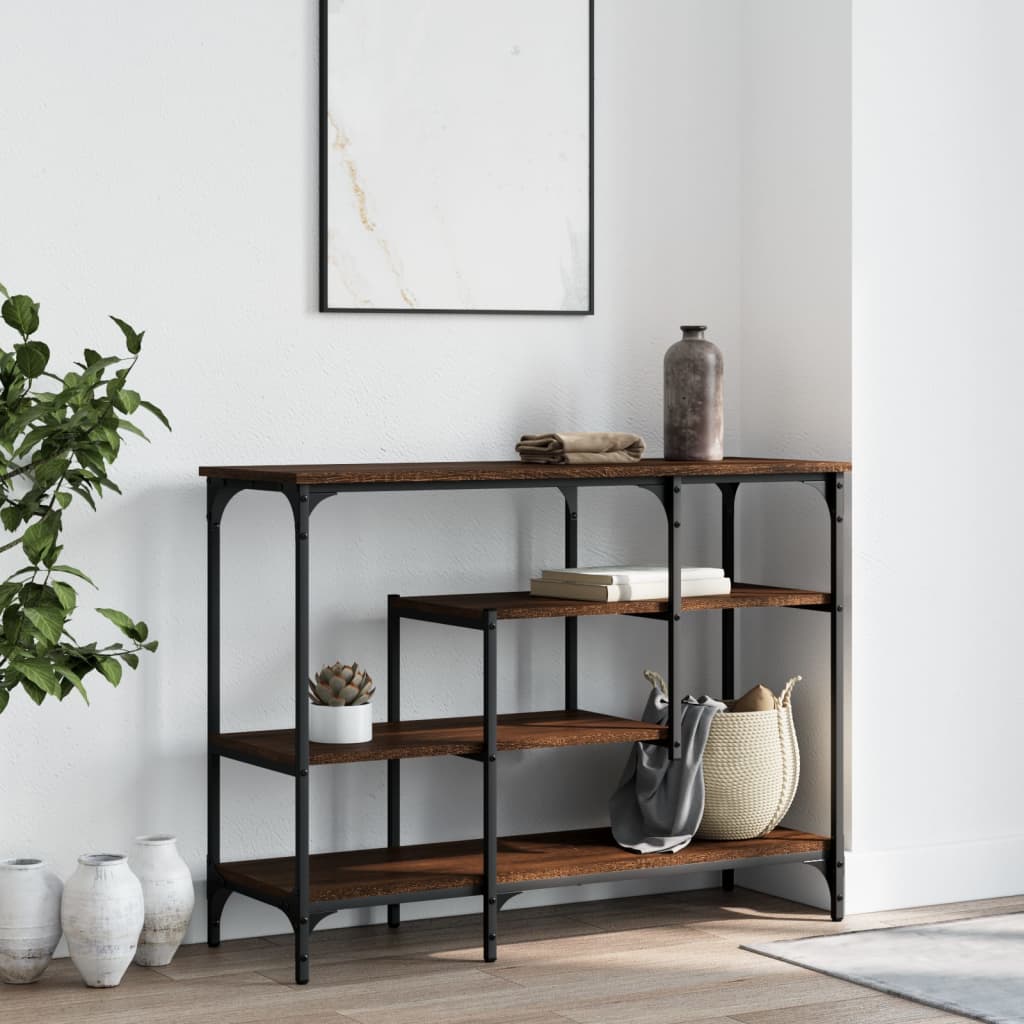 vidaXL Console Table with Shelves Brown Oak 100x35x75 cm 3
