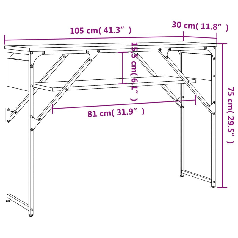 Console Table with Shelf Black 105x30x75cm Engineered Wood