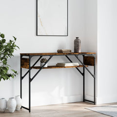 vidaXL Console Table with Shelf Smoked Oak 105x30x75cm Engineered Wood 1