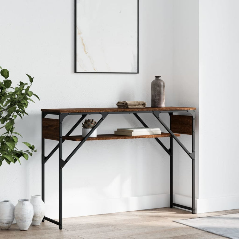 Console Table with Shelf Brown Oak 105x30x75cm Engineered Wood