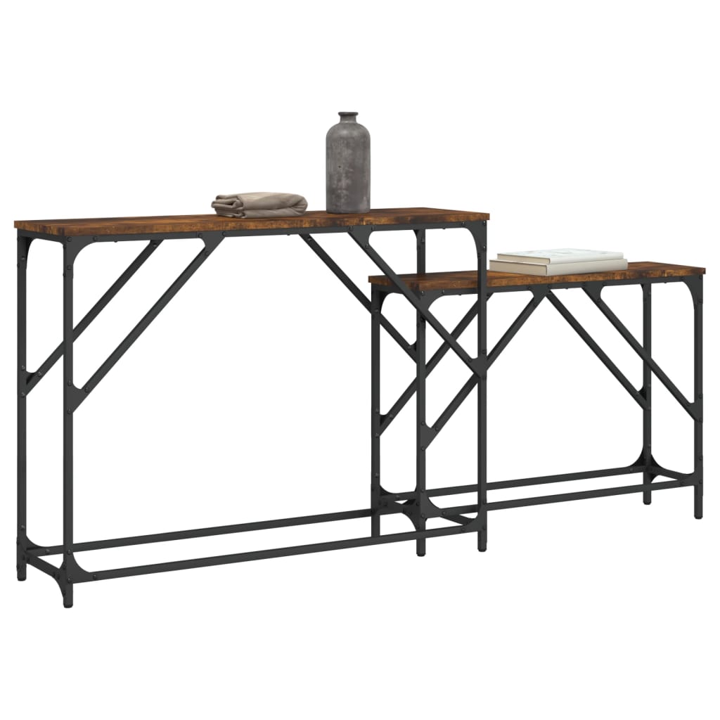 vidaXL Nesting Console Table | Smoked oak | Engineered wood, Metal | Large 3