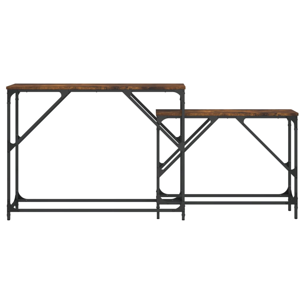 vidaXL Nesting Console Table | Smoked oak | Engineered wood, Metal | Large 4