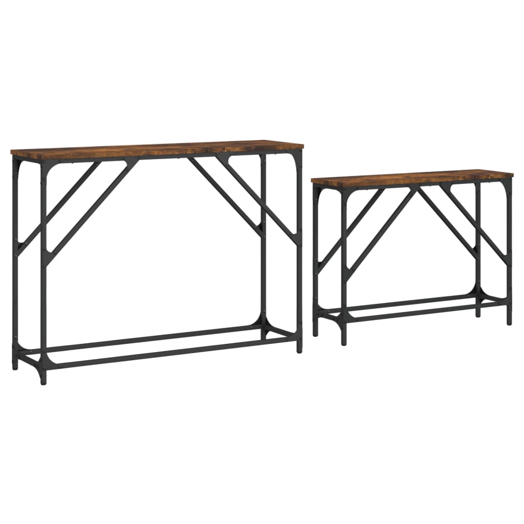 vidaXL Nesting Console Table | Smoked oak | Engineered wood, Metal | Large 5