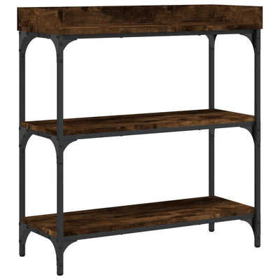 Console Table with Shelves Smoked Oak 75x30x80 cm