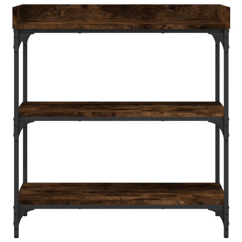 Console Table with Shelves Smoked Oak 75x30x80 cm