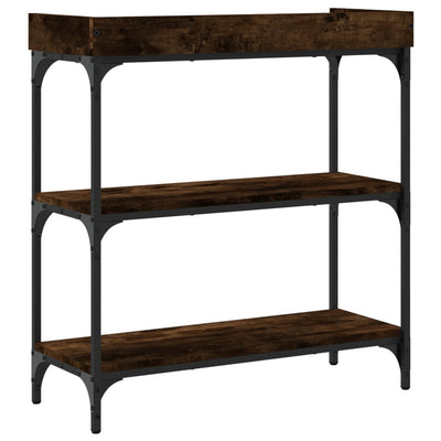 Console Table with Shelves Smoked Oak 75x30x80 cm