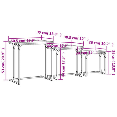 Nesting Coffee Tables 3 pcs Grey Sonoma Engineered Wood