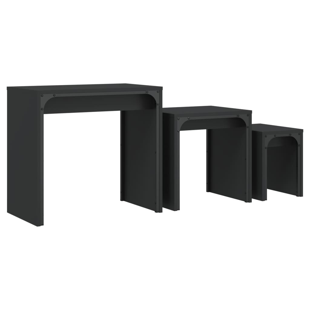 vidaXL Nesting Coffee Tables 3 pcs Black Engineered Wood 2
