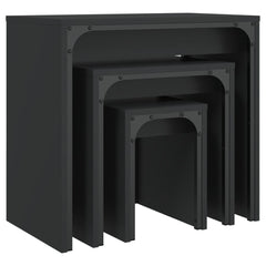 vidaXL Nesting Coffee Tables 3 pcs Black Engineered Wood 4