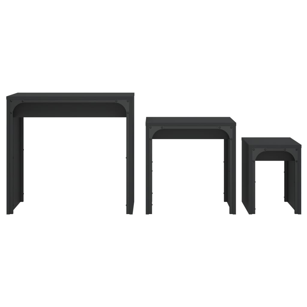 vidaXL Nesting Coffee Tables 3 pcs Black Engineered Wood 5