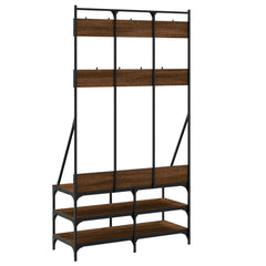 vidaXL Clothes Rack with Shoe Storage Brown Oak 100x40x184 cm 6