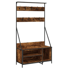 vidaXL Clothes Rack with Shoe Storage Smoked Oak 100x41x184 cm 2
