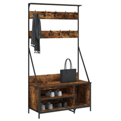 vidaXL Clothes Rack with Shoe Storage Smoked Oak 100x41x184 cm 3