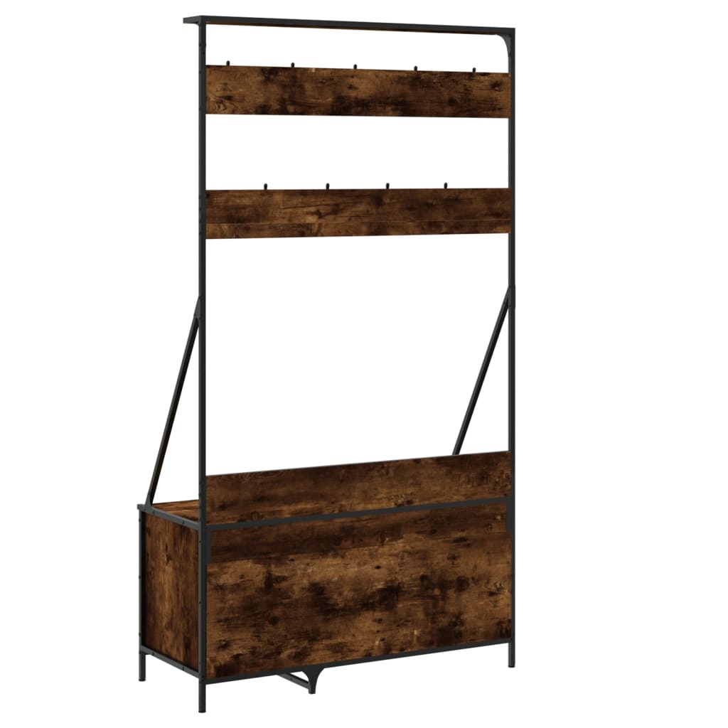 vidaXL Clothes Rack with Shoe Storage Smoked Oak 100x41x184 cm 6