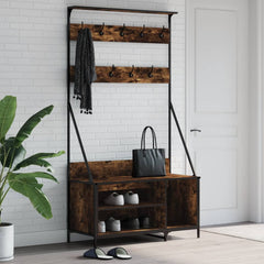 vidaXL Clothes Rack with Shoe Storage Smoked Oak 100x41x184 cm 1