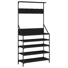 vidaXL Clothes Rack with Shoe Storage Black 90x34x184 cm 2