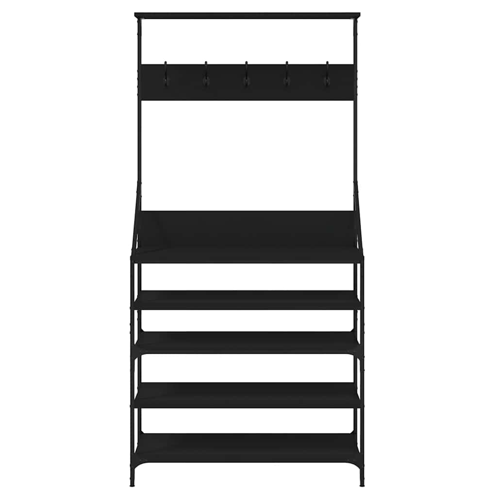 vidaXL Clothes Rack with Shoe Storage Black 90x34x184 cm 4