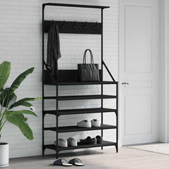 vidaXL Clothes Rack with Shoe Storage Black 90x34x184 cm 1