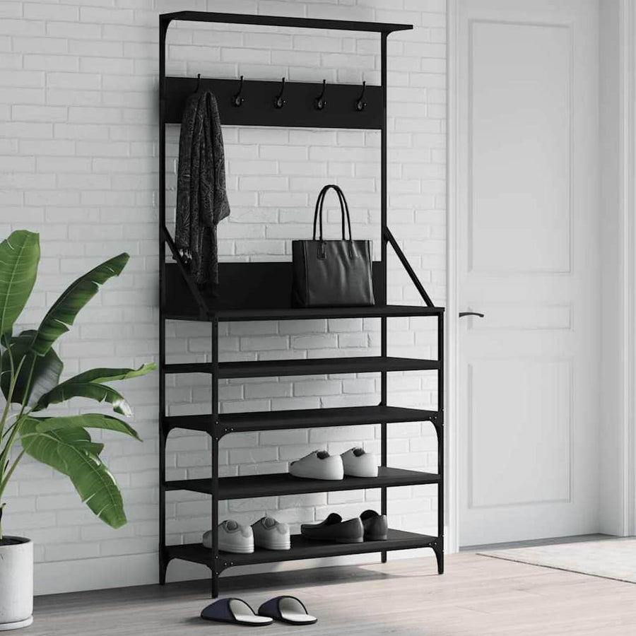 Clothes Rack with Shoe Storage in Black