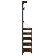 vidaXL Clothes Rack with Shoe Storage Smoked Oak 90x34x184 cm 5