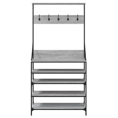 vidaXL Clothes Rack with Shoe Storage Grey Sonoma 90x34x184 cm 4