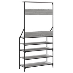 vidaXL Clothes Rack with Shoe Storage Grey Sonoma 90x34x184 cm 6