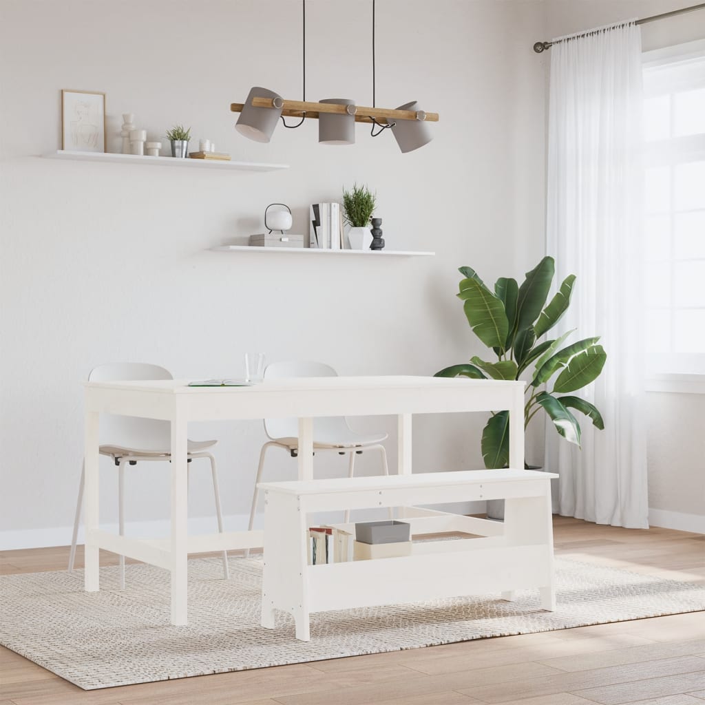vidaXL Hall Bench White 100x28x45 cm Solid Wood Pine 3